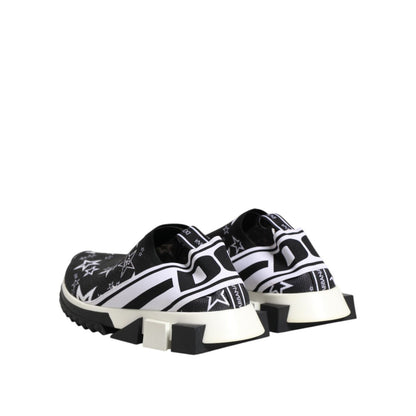 Dolce & Gabbana Black White Sorrento Low Top Sneakers Shoes with logo details, high craftsmanship, made in Italy.