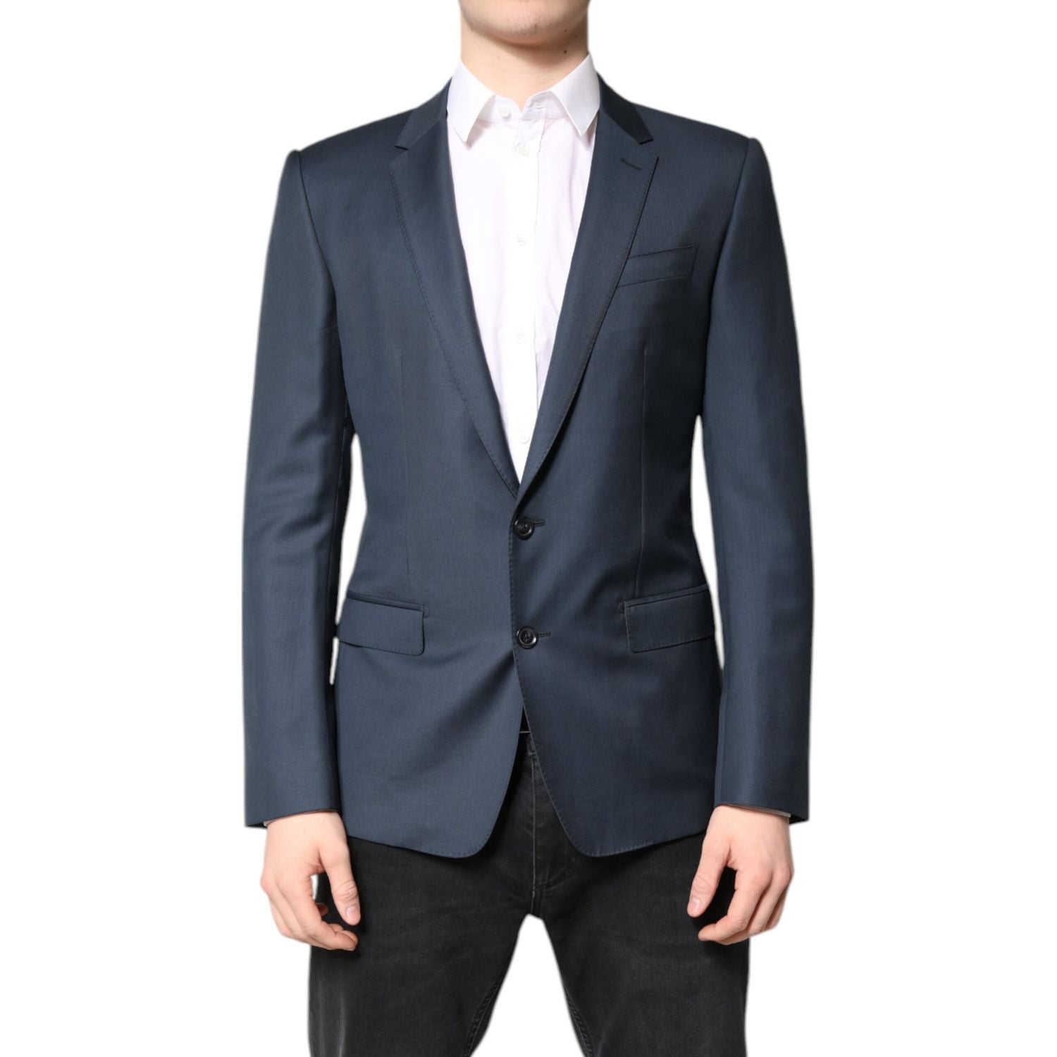 Dolce & Gabbana Blue Single Breasted Men Coat MARTINI Blazer