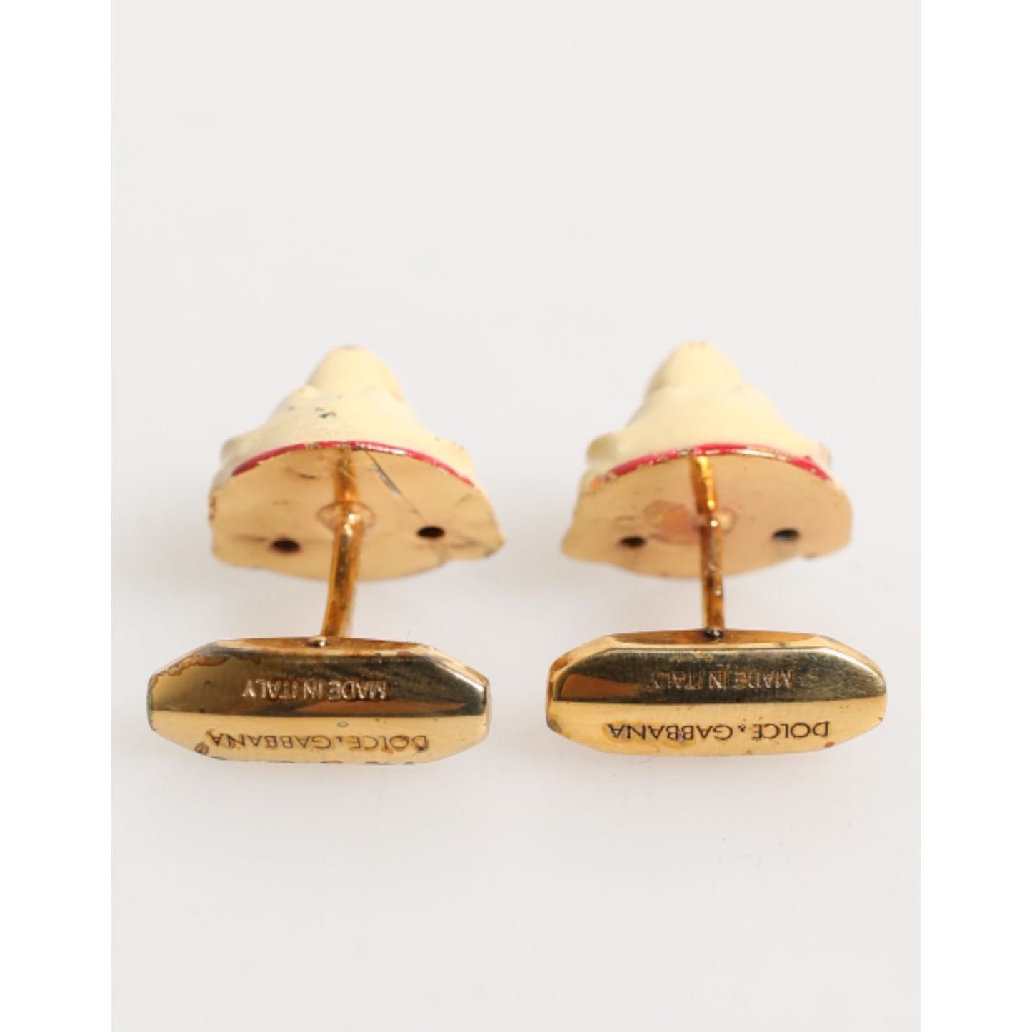 Dolce & Gabbana Brass Gold Tone Dog Puppy Men's Accessories Cufflink