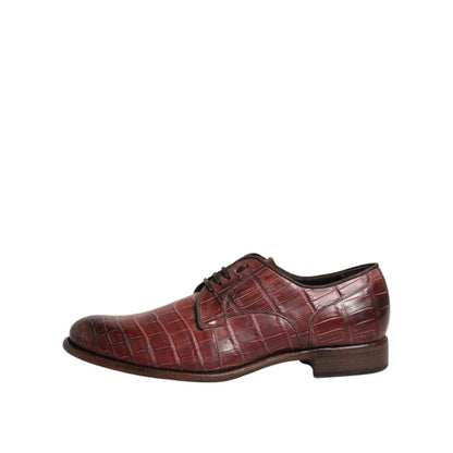 Dolce & Gabbana Burgundy Leather Lace Up Derby Dress Shoes