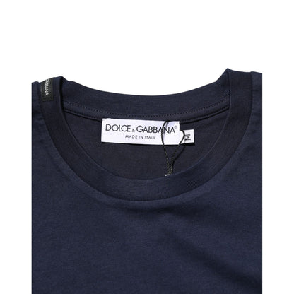 Dolce & Gabbana Dark Blue Cotton DG Logo Print Men’s Top T-shirt