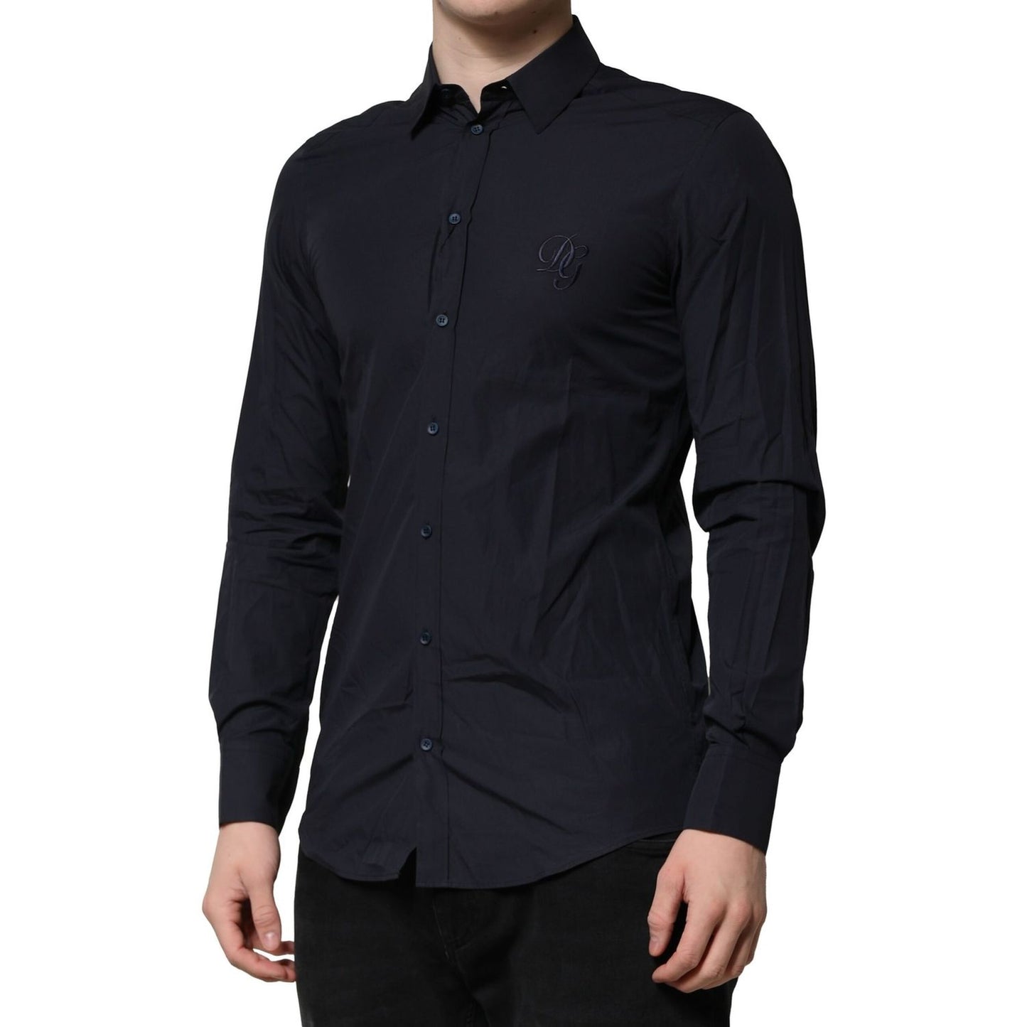 Dolce & Gabbana Dark Blue MARTINI Cotton Dress Formal Shirt