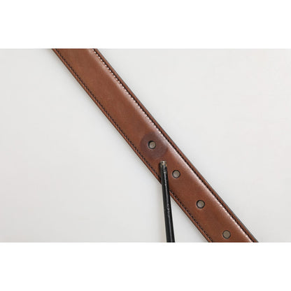 Dolce & Gabbana Dark Brown Leather Antique Silver Buckle Belt