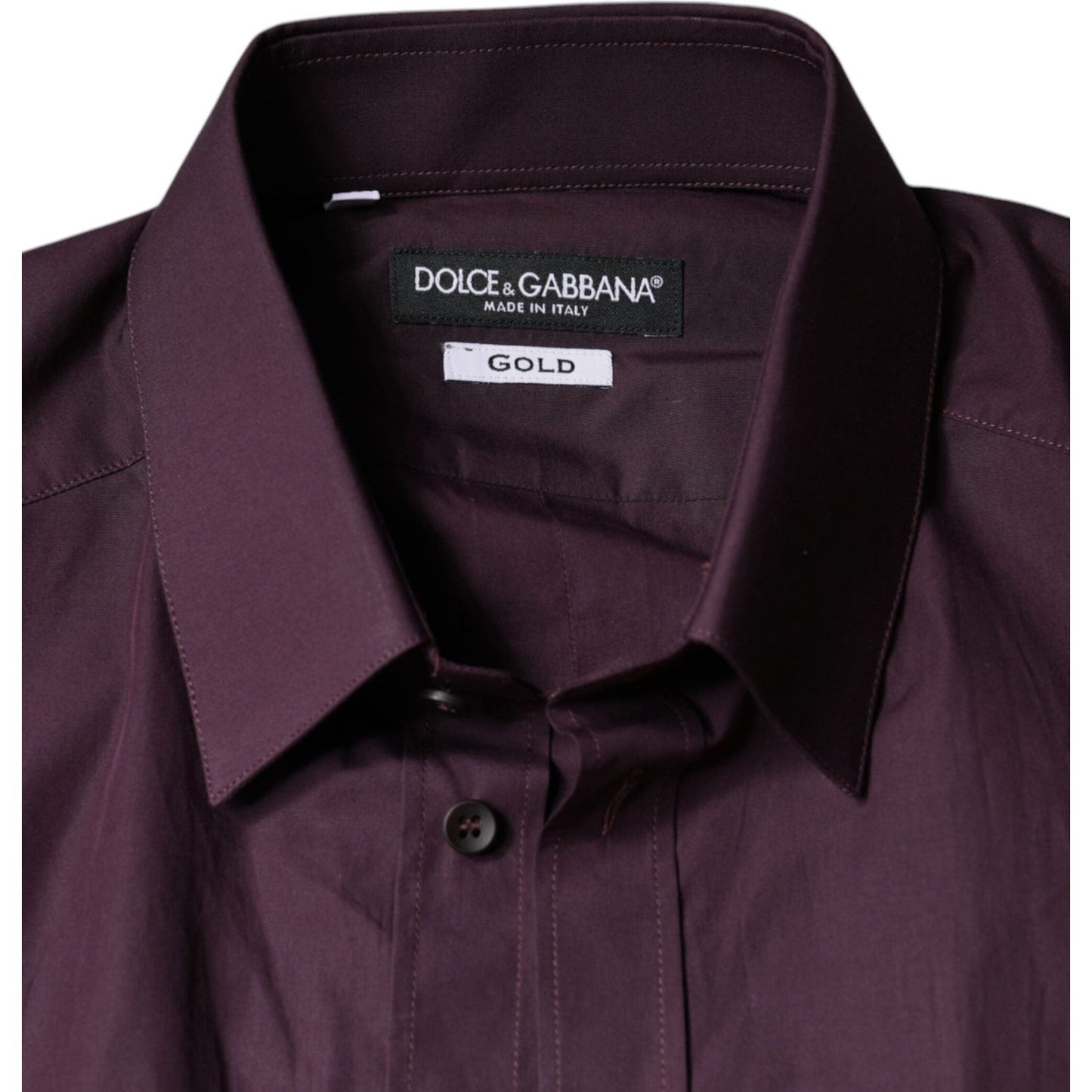 Dolce & Gabbana Dark Violet Cotton Dress GOLD Men Formal Shirt TSH84089-38
