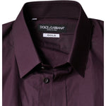 Dolce & Gabbana Dark Violet Cotton Dress GOLD Men Formal Shirt TSH84089-38