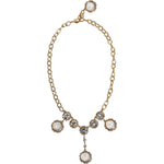 Dolce & Gabbana Gold Chain Brass Crystal Clock Statement Necklace Necklace Dolce & Gabbana Light Gray