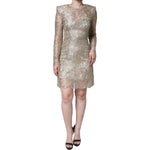 Dolce & Gabbana Gold Floral Lace A-line Sheath Mini Dress DR281287-42