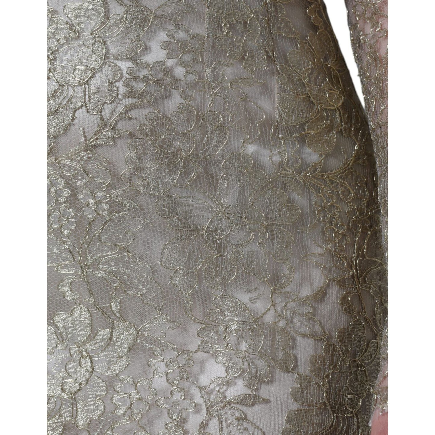 Dolce & Gabbana Gold Floral Lace A-line Sheath Mini Dress DR281287-42