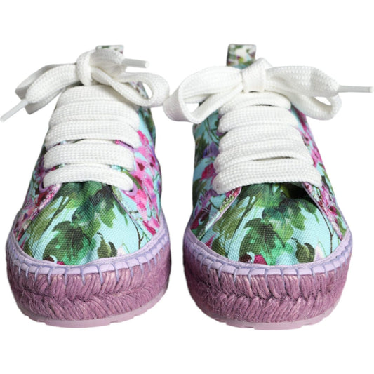 Dolce & Gabbana Multicolor Canvas Floral Espadrilles Sneakers Shoes LA11401-36