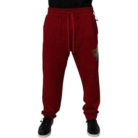 Dolce & Gabbana Red Logo Tape Cotton Jogger Sweatpants Pants PAN75041-58