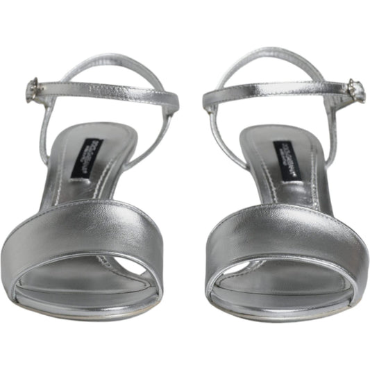 Dolce & Gabbana Silver KEIRA Heels Ankle Strap Sandals Shoes LA11998-35