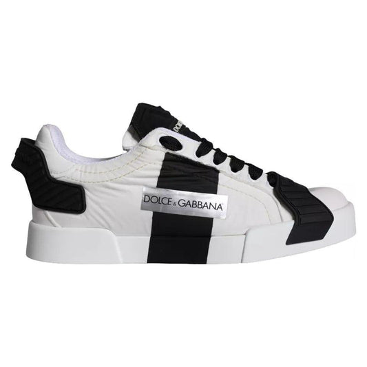 Dolce & Gabbana White Black Leather Low Top Women Sneaker Shoes LA11245-35