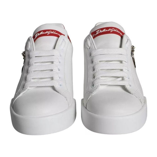 Dolce & Gabbana White Patch Calfskin Nappa Portofino Sneakers Shoes LA11240-35