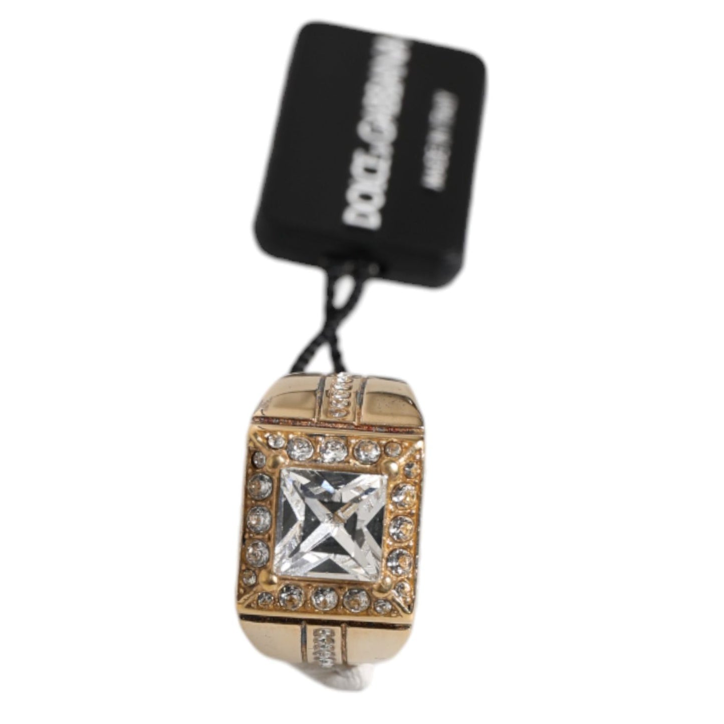 Dolce & Gabbana Gold Tone Sterling Silver 925 Crystals Ring