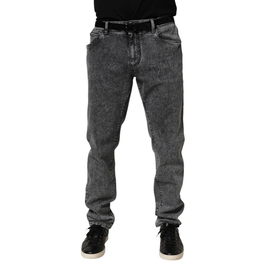 Dolce & Gabbana Gray Cotton Slim Fit Denim Trouser Jeans featuring a modern slim fit design for casual or smart-casual wear.