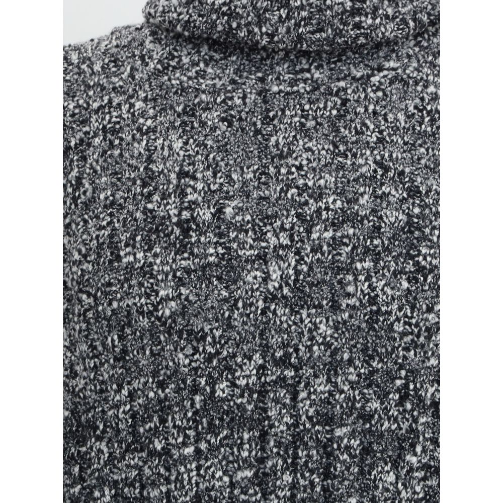 Dolce & Gabbana Gray Fleece Wool Turtleneck showcasing ribbed multicolored design, ideal for stylish winter outfits with elegance.