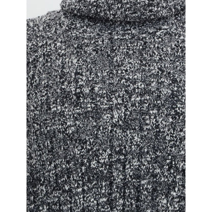 Dolce & Gabbana Gray Fleece Wool Turtleneck showcasing ribbed multicolored design, ideal for stylish winter outfits with elegance.