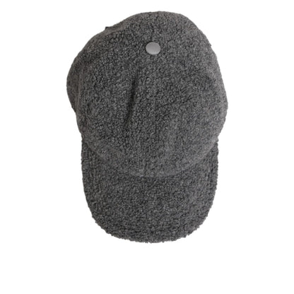 Dolce & Gabbana Gray Wool Fleece Rapper Men Baseball Capello Hat - top view of luxury gray fleece wool cap.