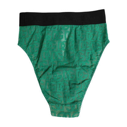 Dolce & Gabbana Green DG Logo Lace High Brief Panty Underwear