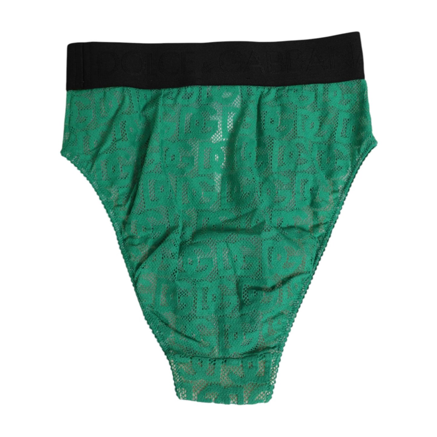 Dolce & Gabbana Green DG Logo Lace High Brief Panty Underwear with black waistband