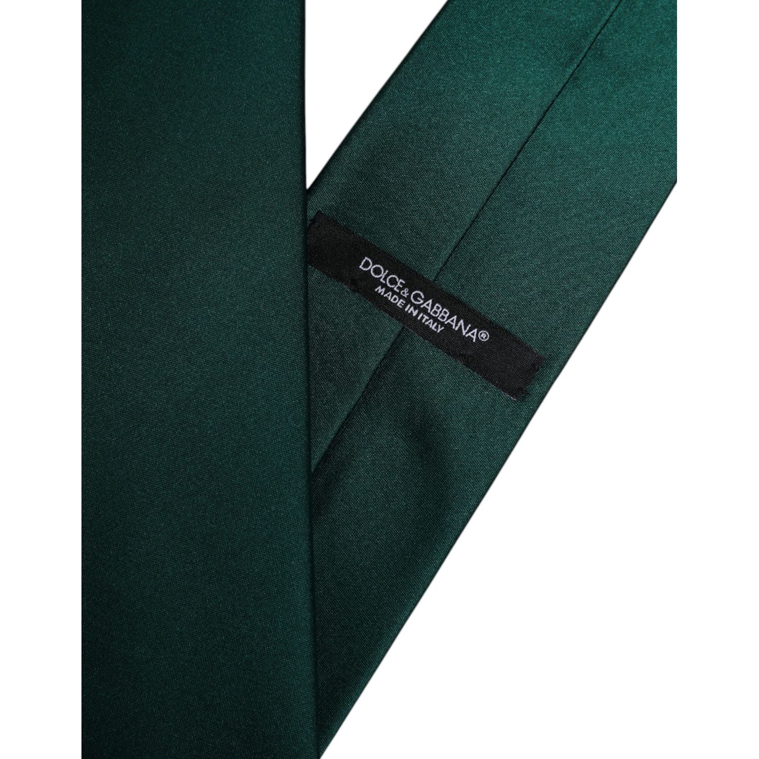 Dolce & Gabbana Green Solid Cotton Adjustable Necktie Tie