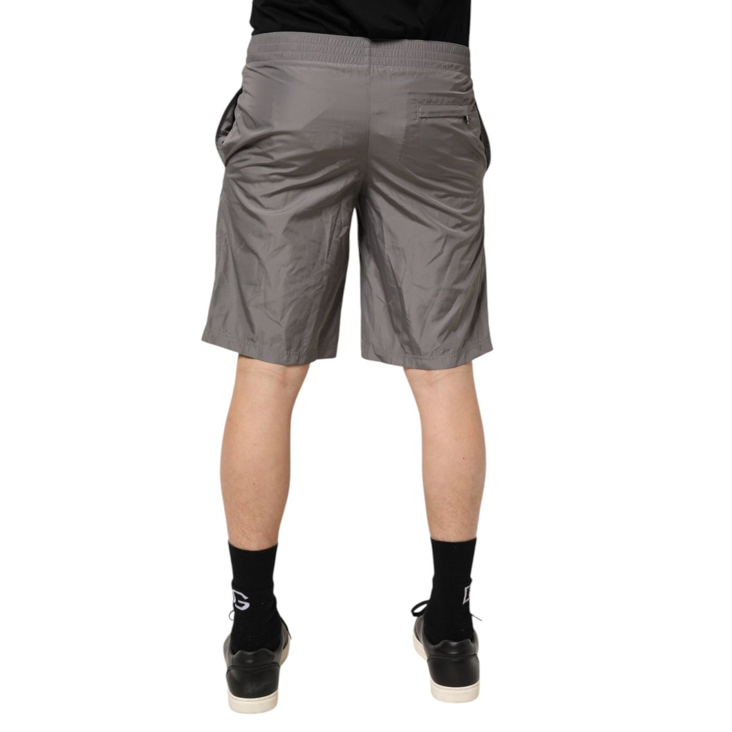 Dolce & Gabbana Light Gray Nylon Elastic Waist Shorts Swimwear