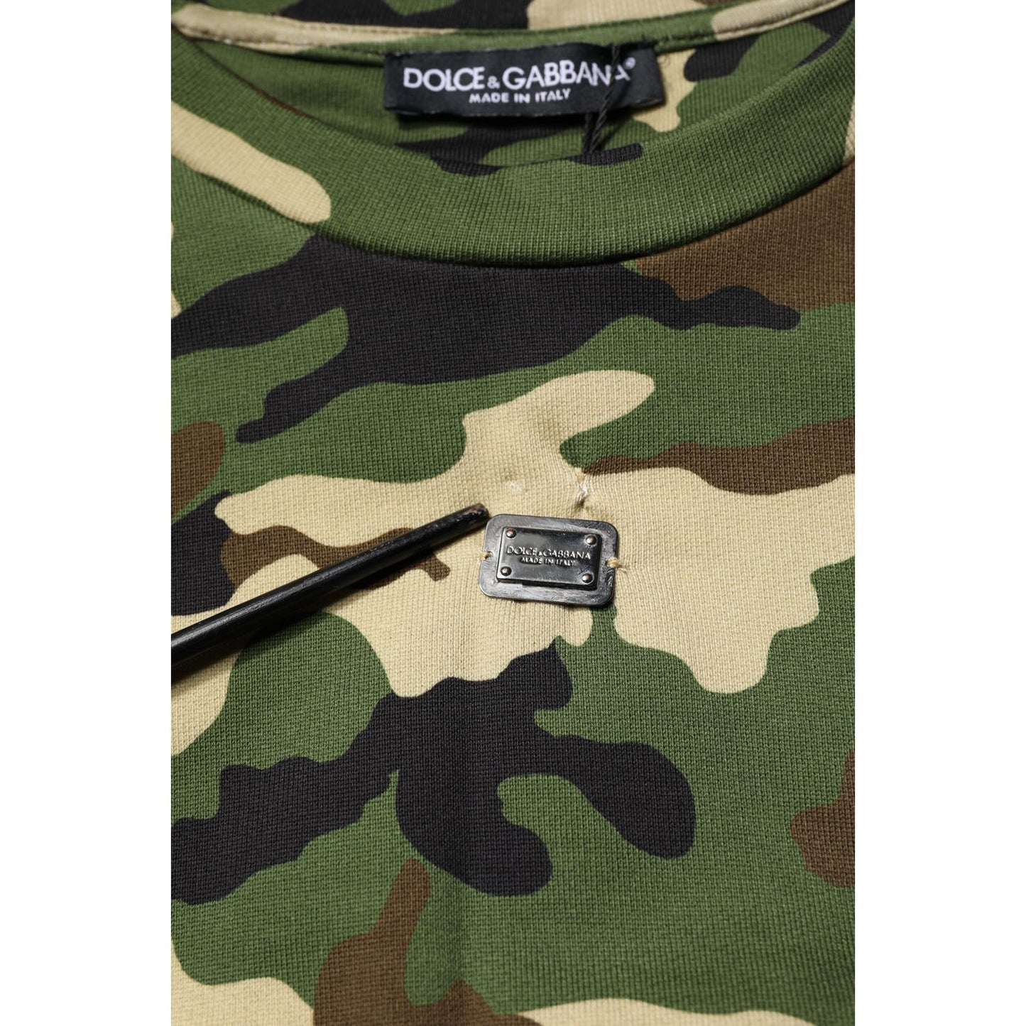 Dolce & Gabbana Multicolor Camou Cropped Sweatshirt Sweater