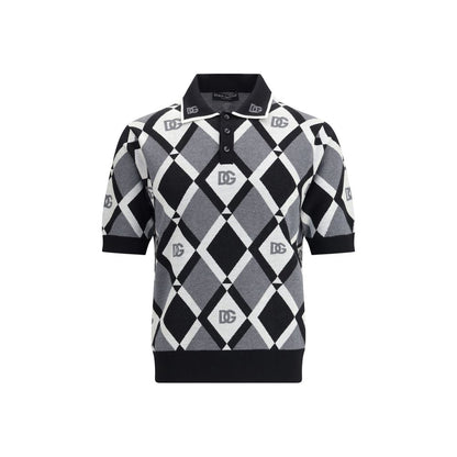Dolce & Gabbana Multicolor Fleece Wool Polo Shirt with diamond pattern design and a classic collar, made from 100% fleece wool.