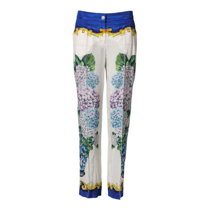 Dolce & Gabbana Multicolor Floral Pattern Straight Leg Pants
