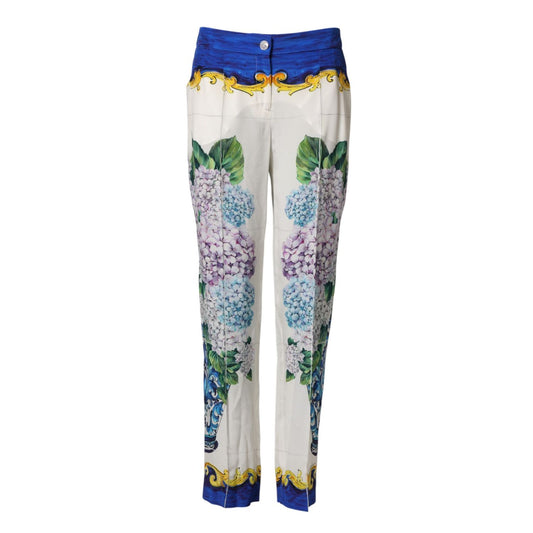 Dolce & Gabbana Multicolor Floral Pattern Straight Leg Pants