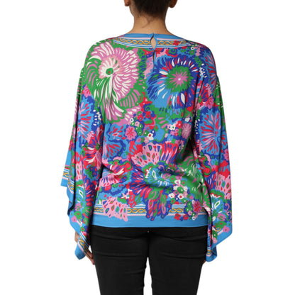 Dolce & Gabbana Multicolor Floral Print Silk Tunic Blouse Top