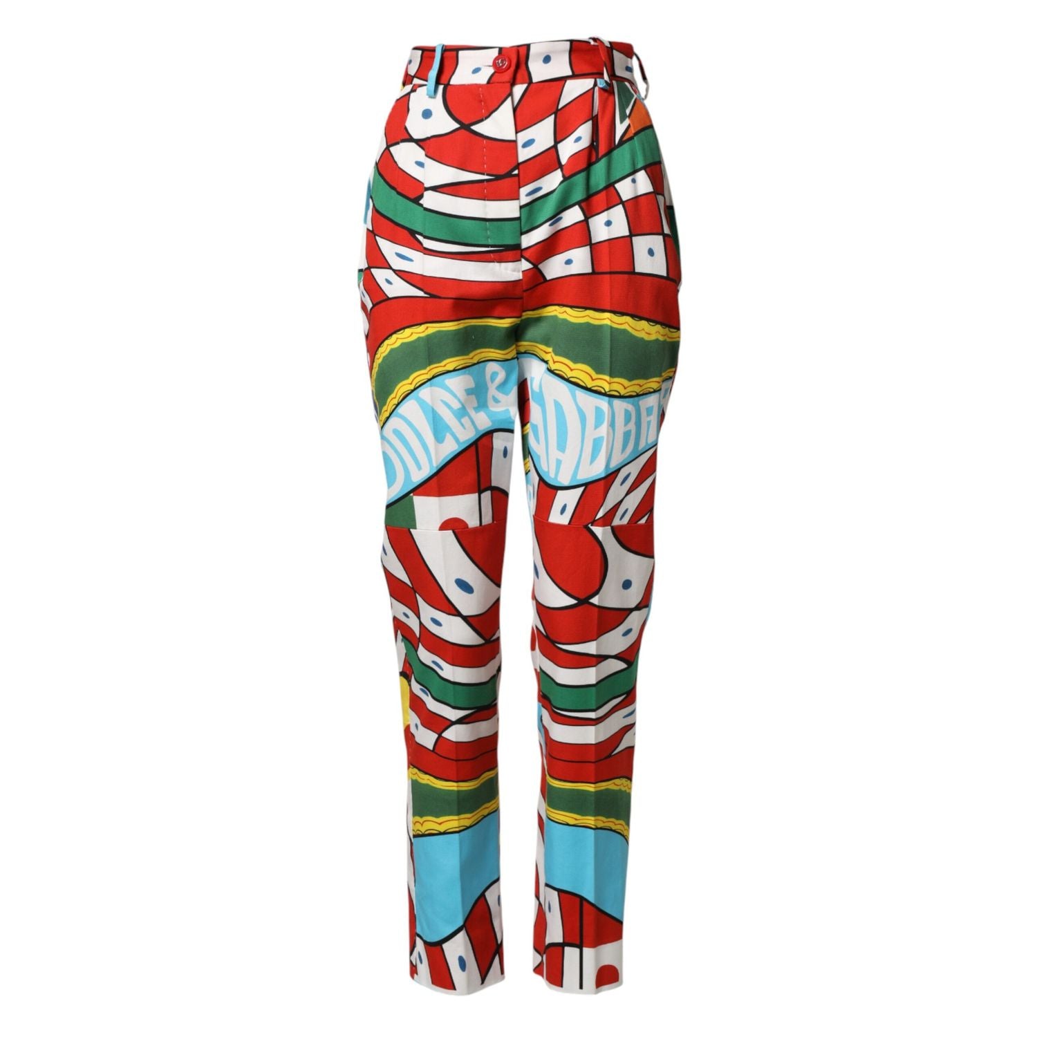 Dolce & Gabbana Multicolor Geometric Pattern Straight Pants