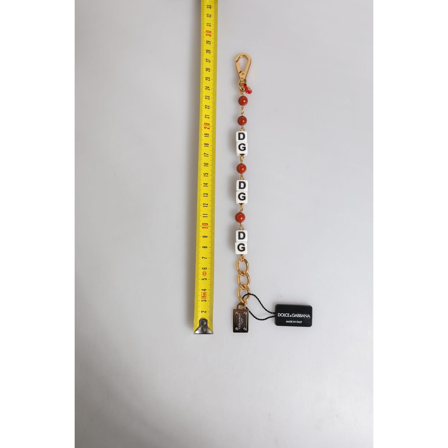 Dolce & Gabbana Multicolor Gold Tone Brass Chain DG Logo Dice Bracelet