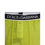 Dolce & Gabbana Neon Green Nylon Logo Lace Leggings Pants Underwear with DG logo waistband, stylish and modern design.
