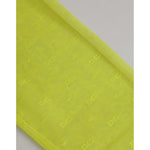 Close-up of Dolce & Gabbana Neon Green Nylon Logo Lace Leggings Pants Underwear showcasing DG logo and lace texture.