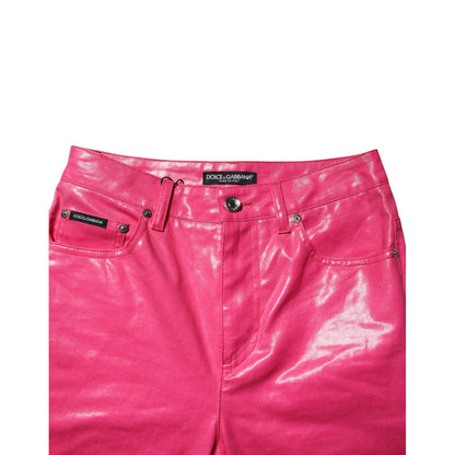 Dolce & Gabbana Pink Cotton High Waisted Skinny Denim Jeans