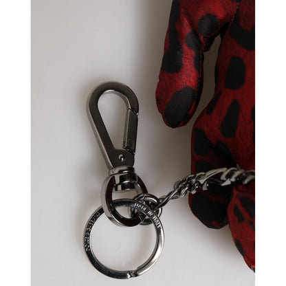 Dolce & Gabbana Red Black Polyester Animal Silhouette Keychain Keyring