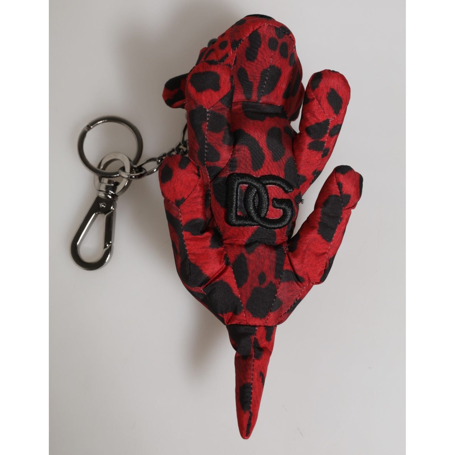 Dolce & Gabbana Red Black Polyester Animal Silhouette Keychain Keyring