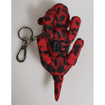 Dolce & Gabbana Red Black Polyester Animal Silhouette Keychain Keyring with durable polyester and sleek metal hardware.