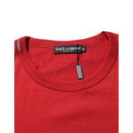 Dolce & Gabbana Red Crown Bee Cotton Short Sleeve T-shirt with label, showing premium collar detail