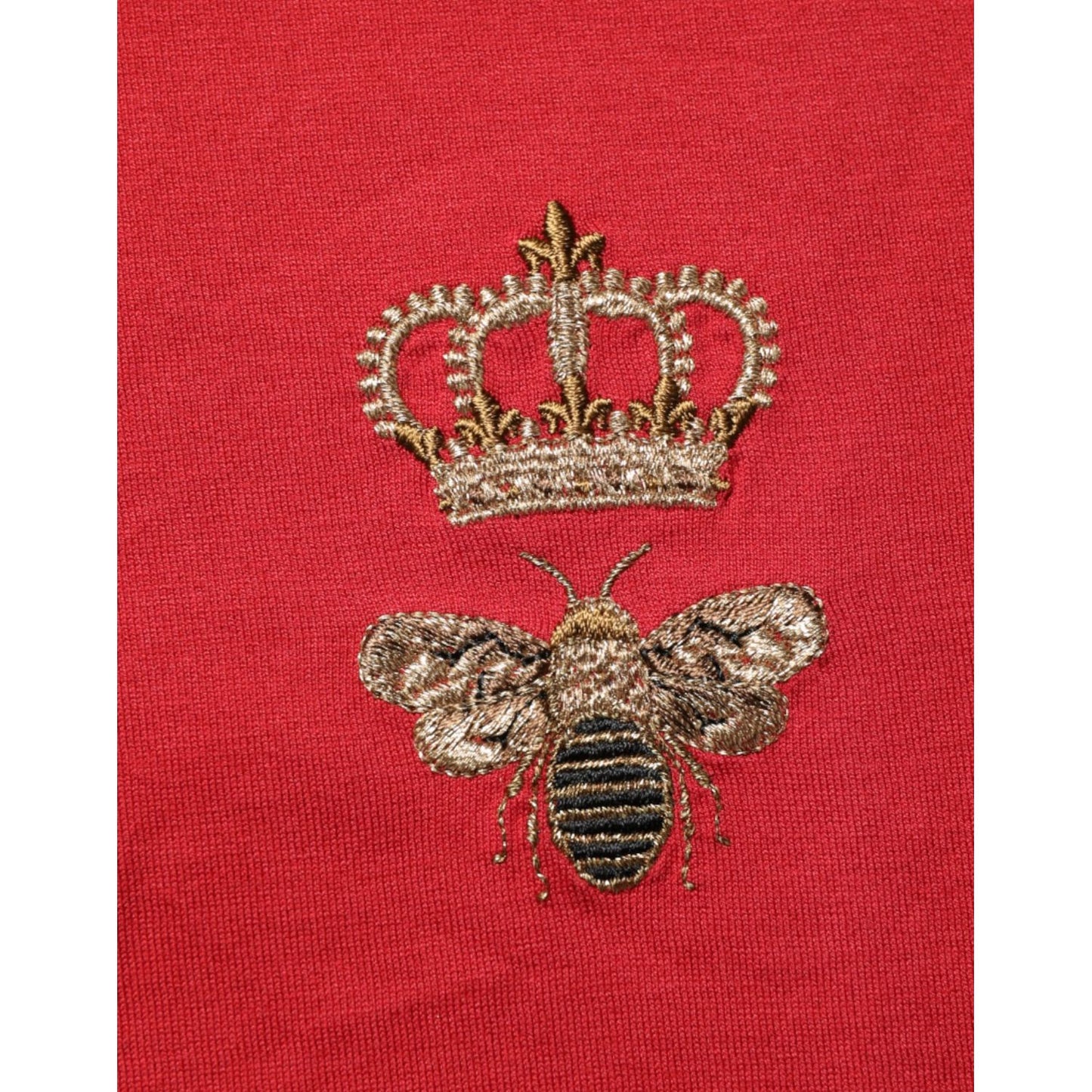 Dolce & Gabbana Red Crown Bee Cotton Short Sleeve T-shirt iconic motif detail