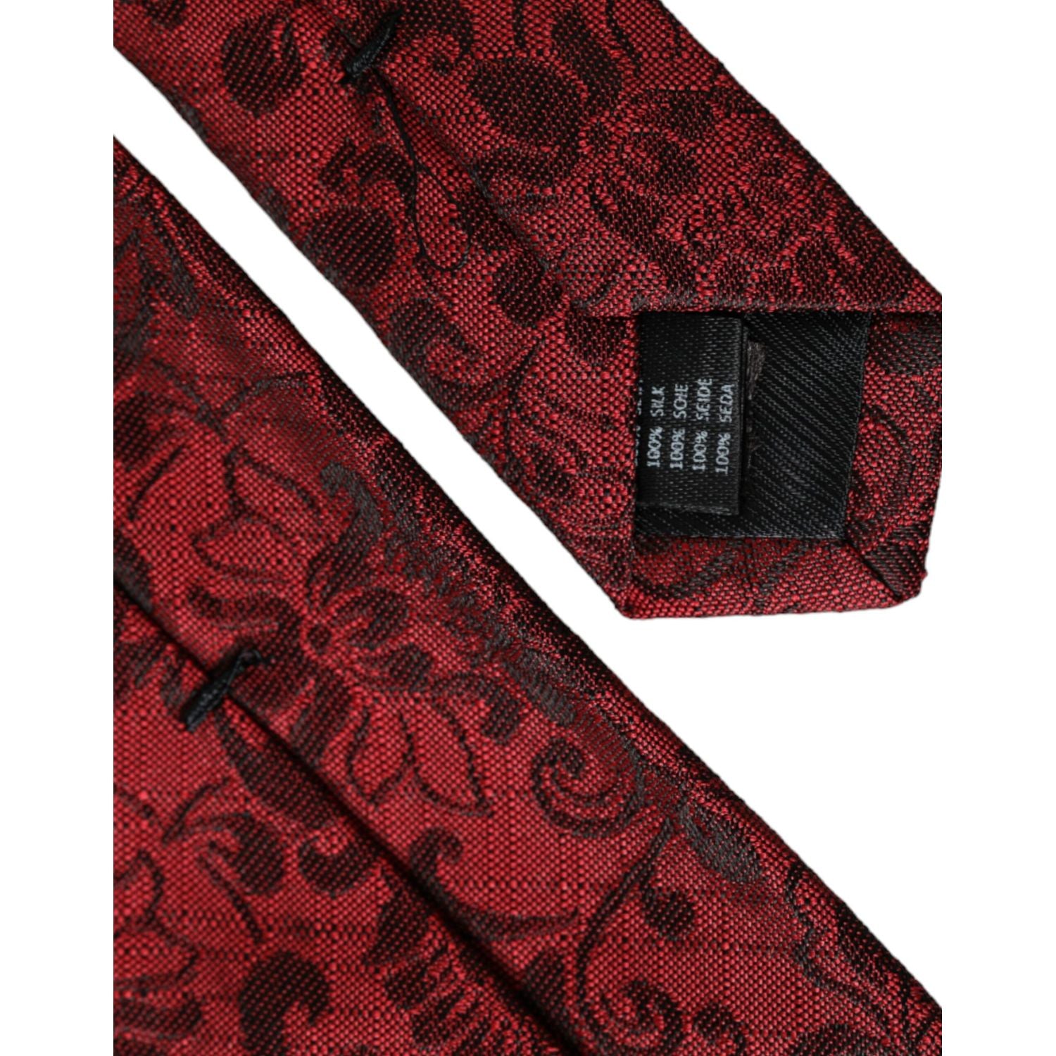 Dolce & Gabbana Red Floral Brocade Silk Adjustable Men Tie