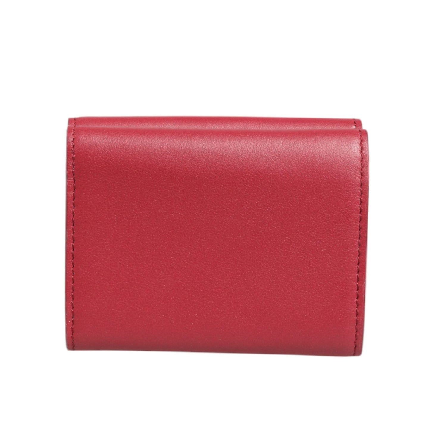 Dolce & Gabbana Red Leather Bold Logo Print Trifold Card Holder Wallet, high-quality Italian leather, minimalist design, compact and functional.