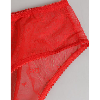 Dolce & Gabbana Red Nylon Sheer Mesh Lace Brief Panty Underwear