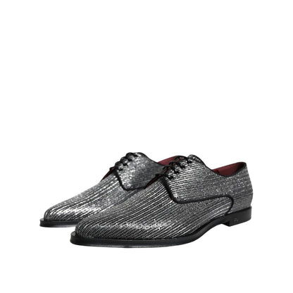 Dolce & Gabbana Silver Polyurethane Derby Formal Dress Shoes
