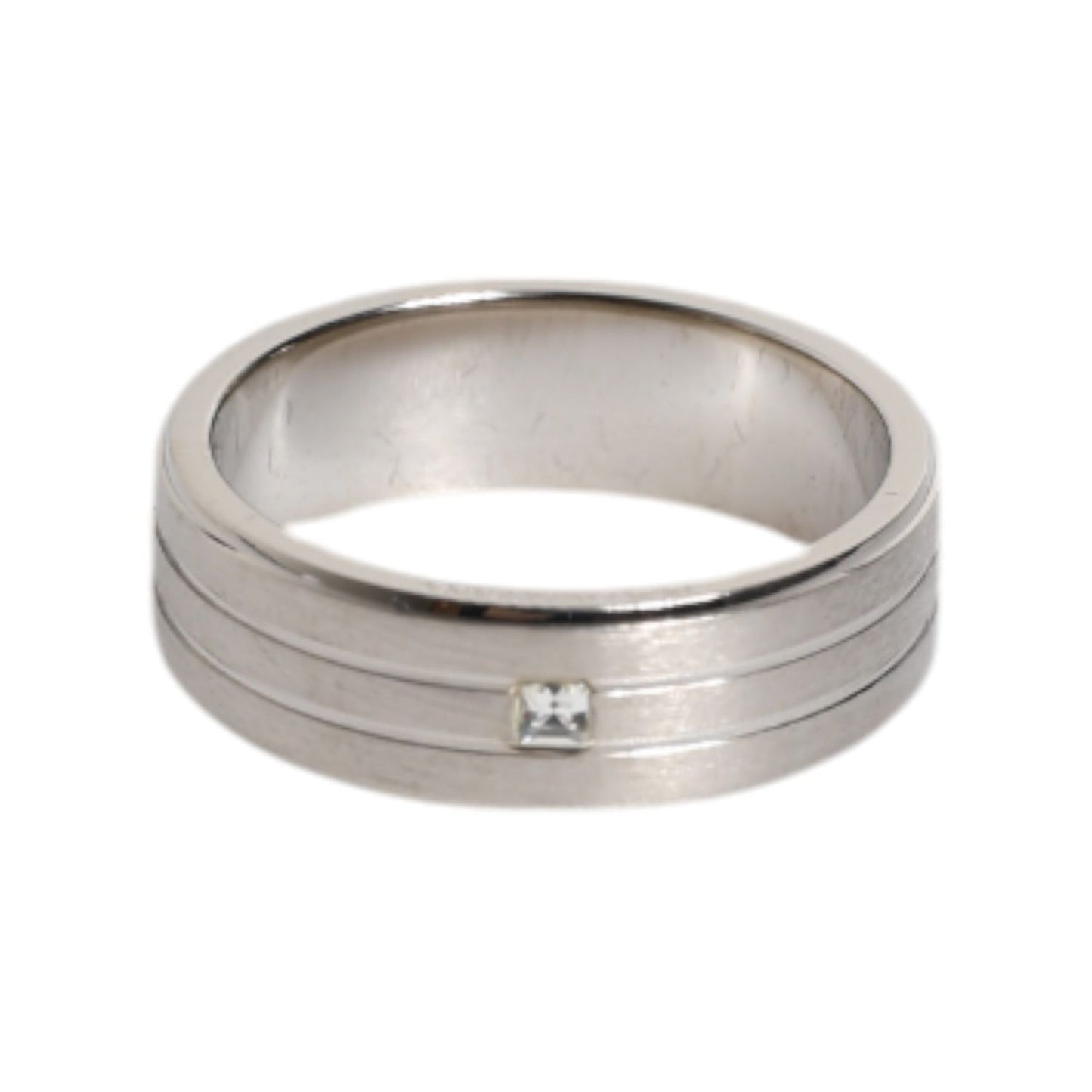 Dolce & Gabbana Silver Tone Brass Clear Crystal DG Logo Ring