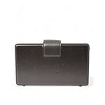Dolce & Gabbana Steel Gray Leather Box Shape Shoulder Gold DG Logo Plaque Bag in premium leather material.