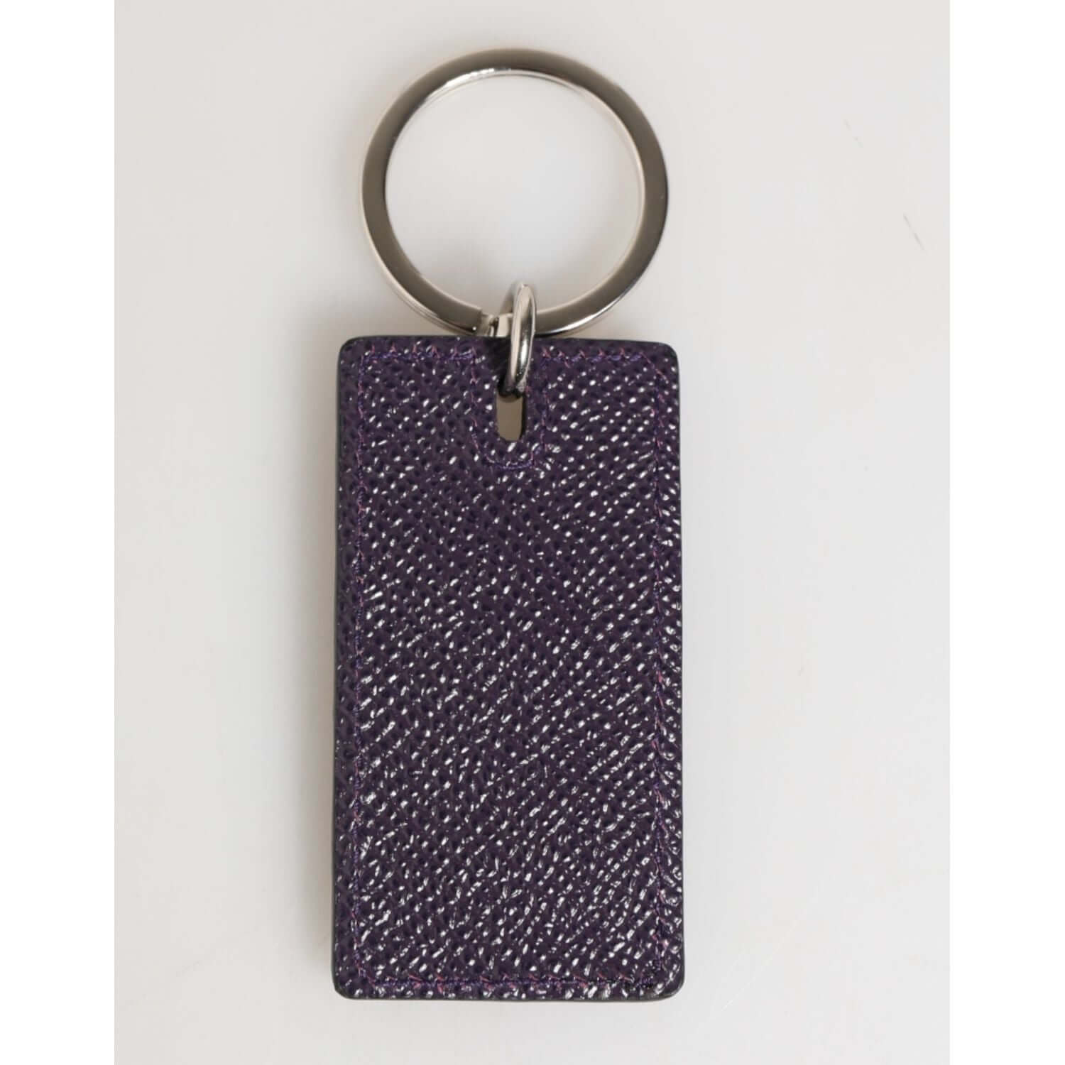 Dolce & Gabbana Violet Leather Logo Metal Ring Men Keychain Keyring