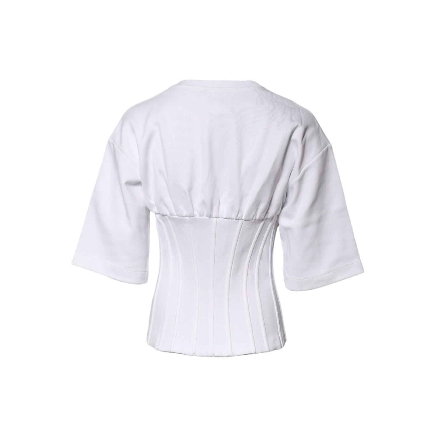 Dolce & Gabbana White Cotton Blend 3/4 Sleeves Blouse Top