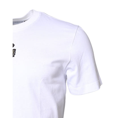 Dolce & Gabbana White Cotton DG Embroidery Crew Neck T-shirt